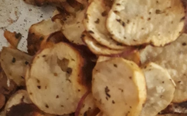 Chips de batata doce ao forno