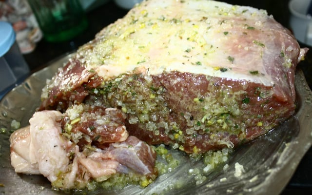 Contra filé assado com alho