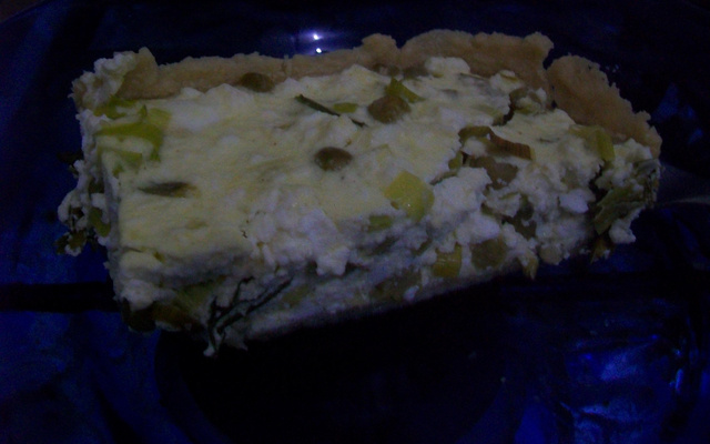 Quiche de alho poró e azeitona