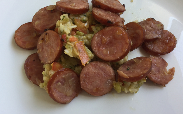 Arrumadinho de arroz com lentilha