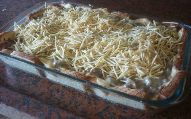 Torta de carne com pão de forma