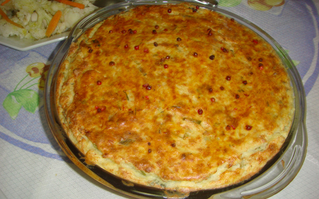 Souflé de bacalhau com pimenta rosa