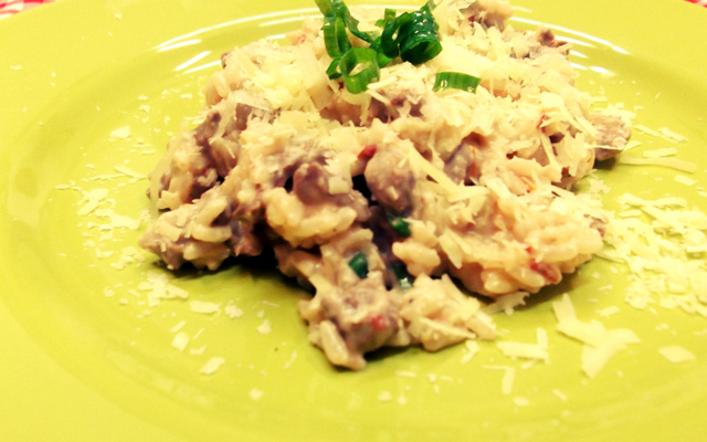 Risoto cremoso de mignon e tomate seco