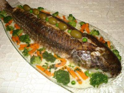 Tainha recheada com camarão