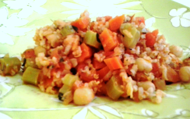 Risoto de talos de brócolis e cenoura