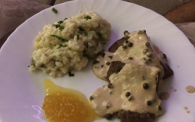 Risoto de abobrinha com gorgonzola