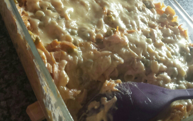 Macarrão com requeijão e peito de peru