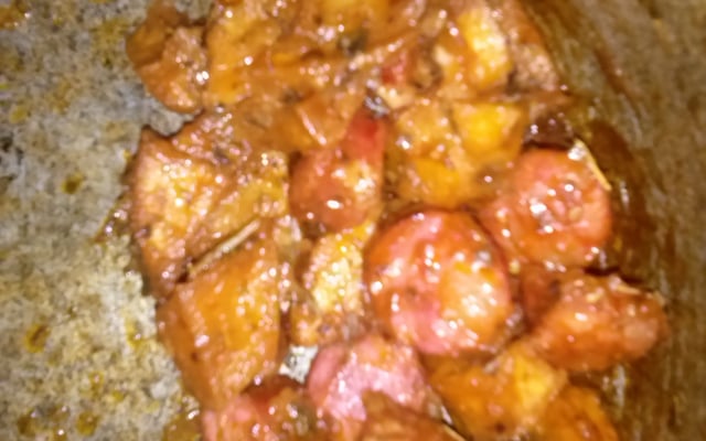 Batata com linguiça ao molho diferente