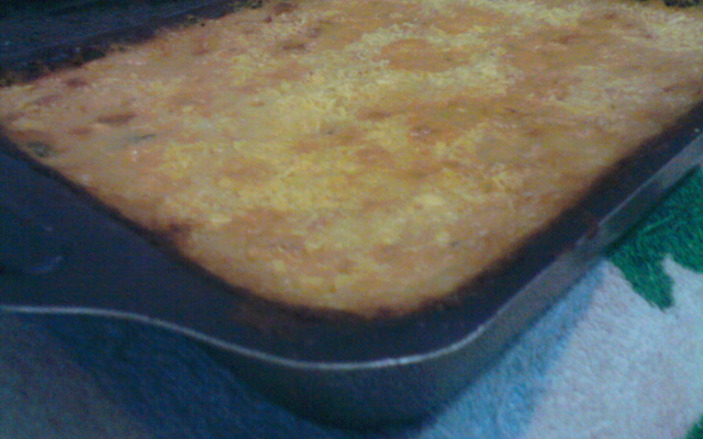 Bolo de batata com recheio de frango