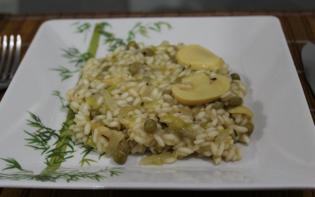 Risoto de ervilhas e champignons