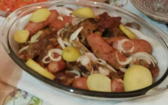 Costela com linguiça na panela de pressão