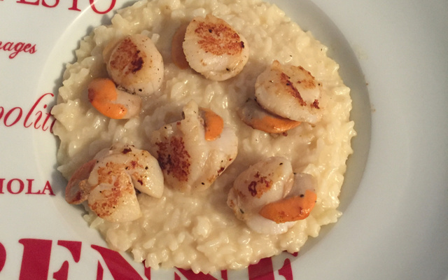 Risoto com coquille saint jacques