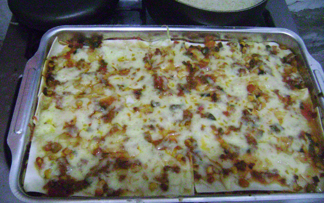 Lasanha com massa de pastel