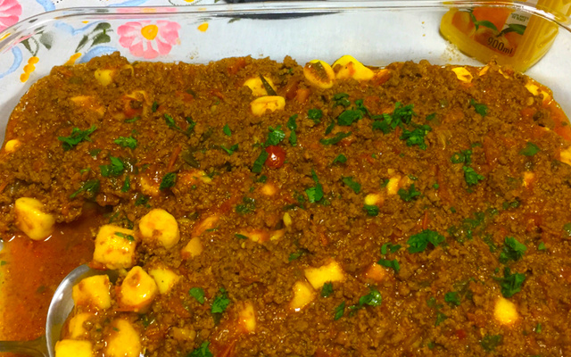 Nhoque com carne moída