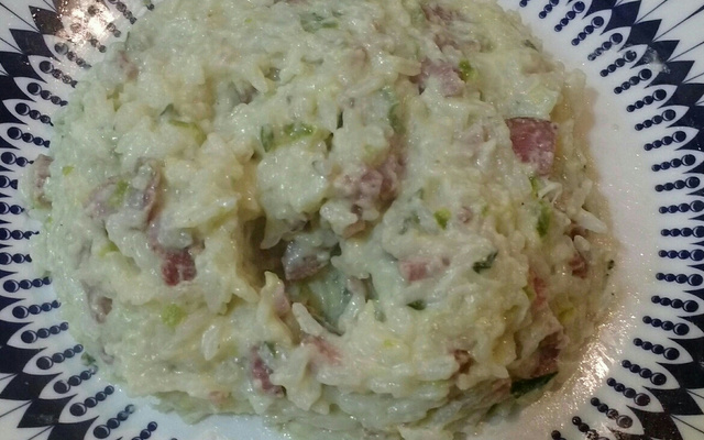 Risoto de abobrinha com linguiça defumada