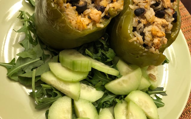 Pimentão recheado com carne moída