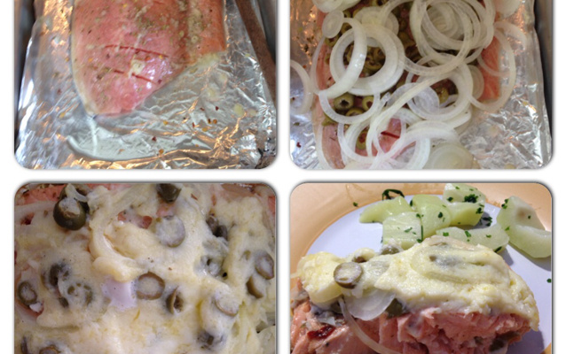 Salmão ao forno com catupiry