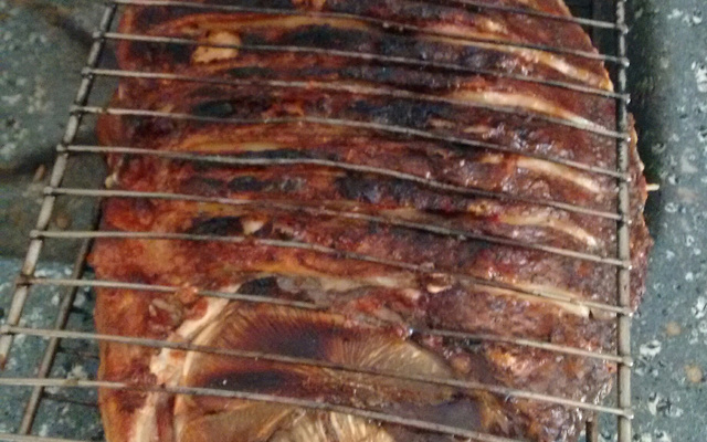 Peixe assado na brasa