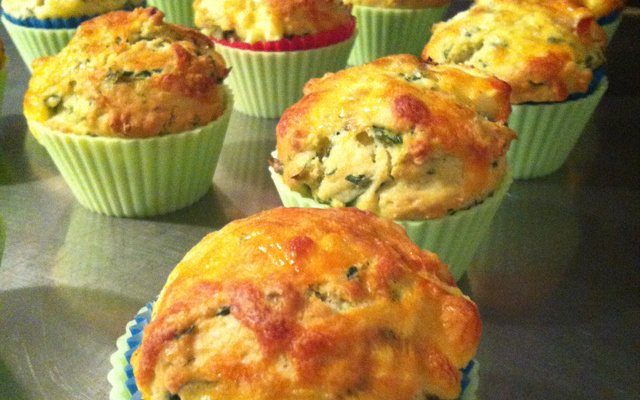 Muffin de espinafre e queijo feta