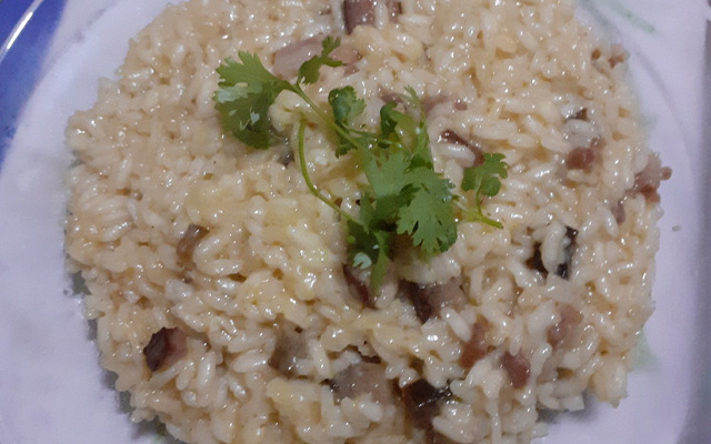 Risoto de bacon e cerveja