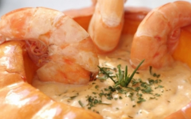 Sopa de creme de camarão