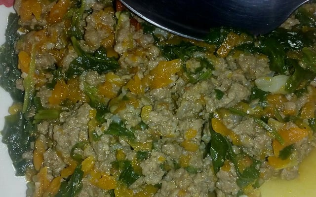 Carne moída com cenoura e espinafre