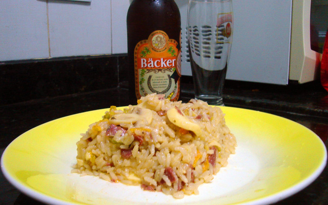 Risoto de copa real com champignon e vinho branco