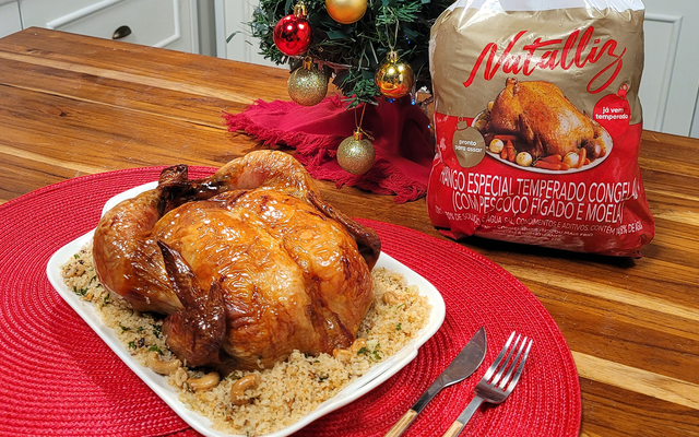 Frango assado com farofa panko