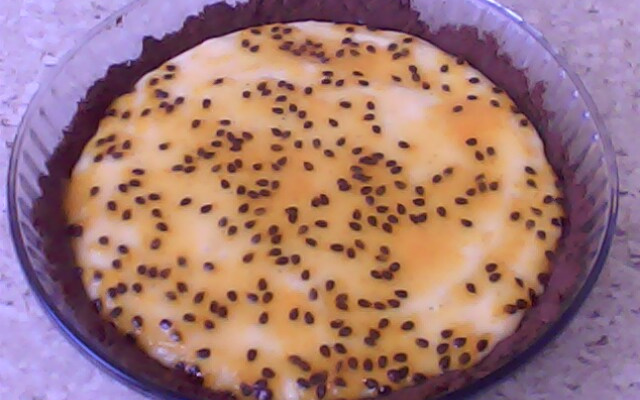 Torta de chocolate e mousse de maracujá