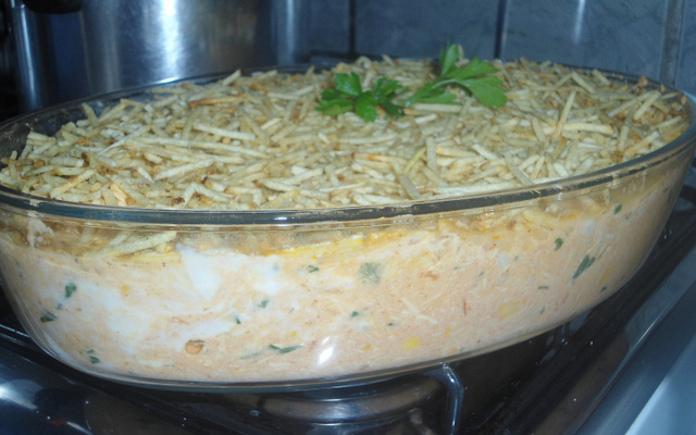 Frango com Catupiri e batata palha da tia Gracia