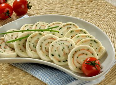 Rolinhos de Pão com Salmão Light