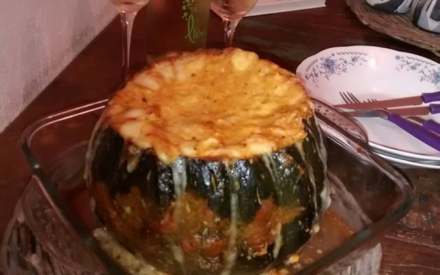 Abóbora Cabotia Recheada com Frango