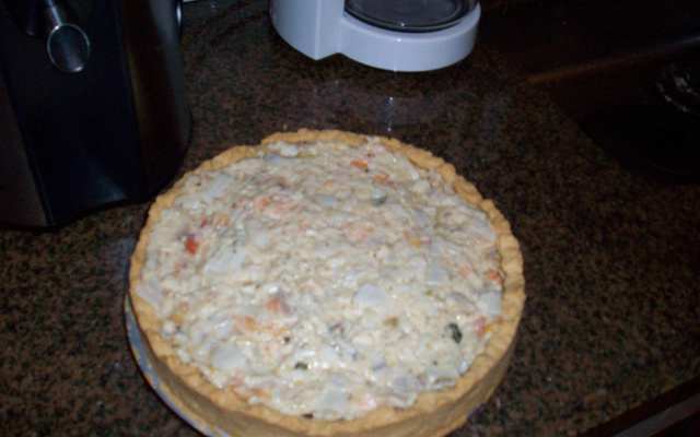 Quiche de camarão e palmito