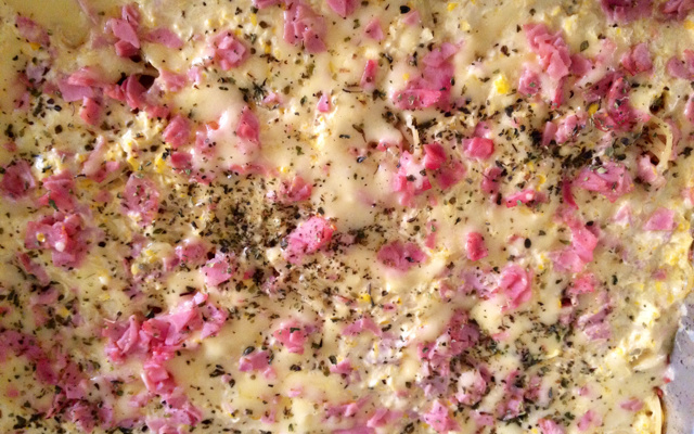 Macarrão de forno com creme de milho