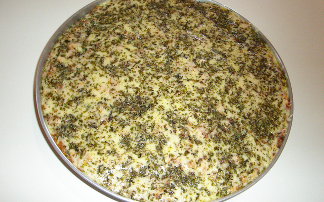 Pizza de frango com palmito