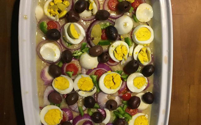 Bacalhau ao azeite e legumes