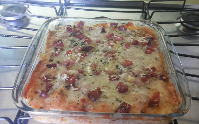 Batata de forno com frango rápida