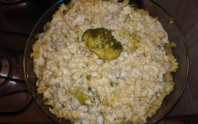 Macarrão ao molho de queijo e brócolis