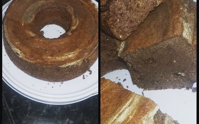Bolo integral de chocolate e banana