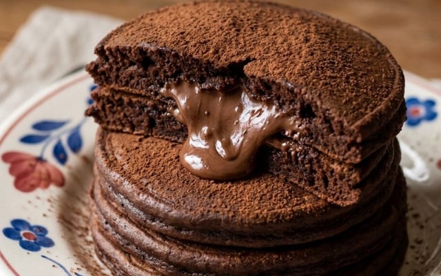 Panqueca de chocolate recheada com Nutella