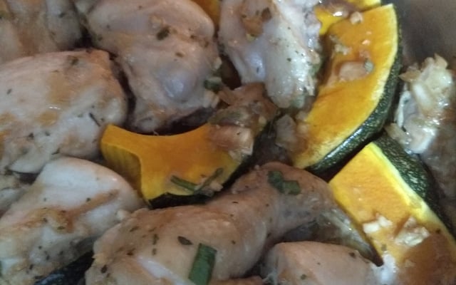 Frango assado com moranga