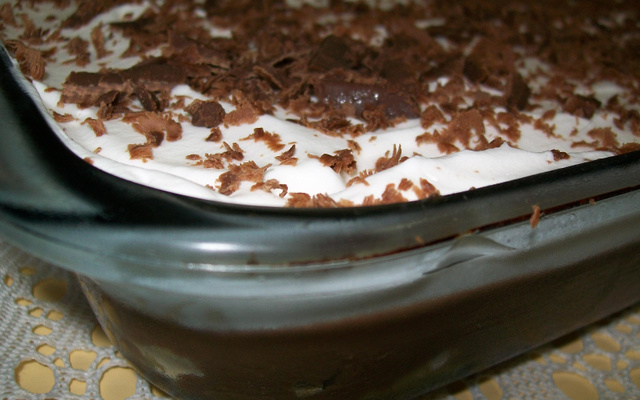 Delícia de chocolate e pêssego fácil