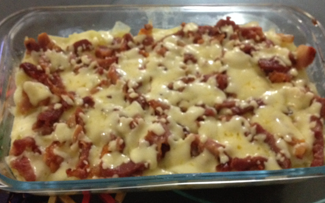 Batata com requeijão e bacon