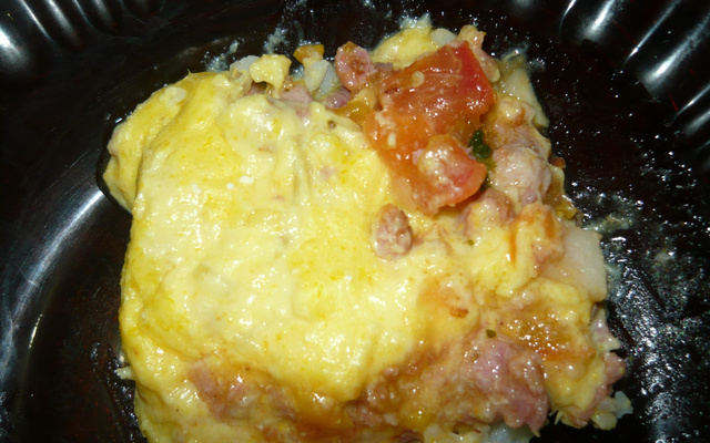 Linguiça com creme de milho