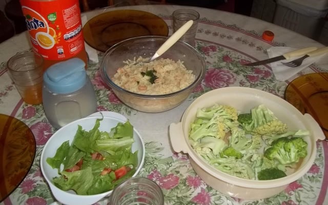 Risoto cremoso de camarão