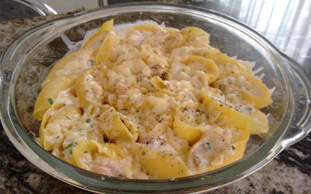 Conchiglioni recheado de camarão
