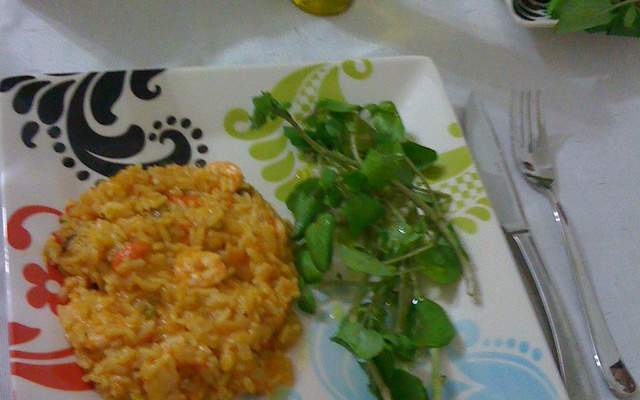 Risoto de camarão e marisco