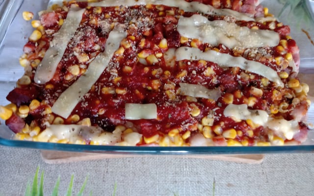 Arroz de forno com presunto e queijo