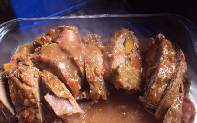 Carne recheada na pressão