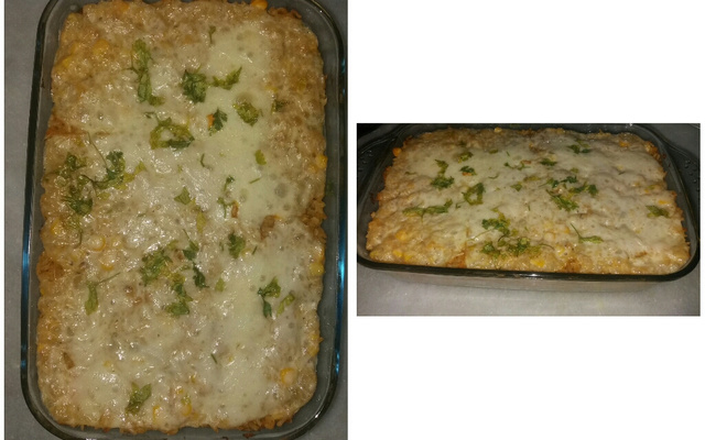 Arroz de forno com atum e legumes